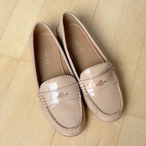 Coach patent leather loafers in beige